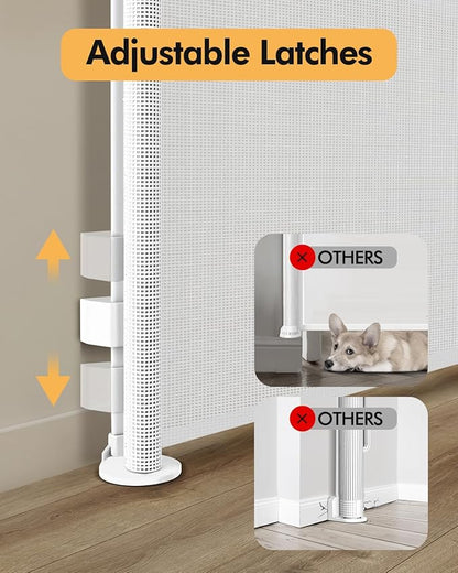 (2 Pack) Retractable Baby Gate for Stairs & Doorways,55" Wide x 33.6" Tall Easy Installation Mesh Dog Gate for Indoor & Outdoor Use,Pet and Dog Safety Gate for Hallways(White)