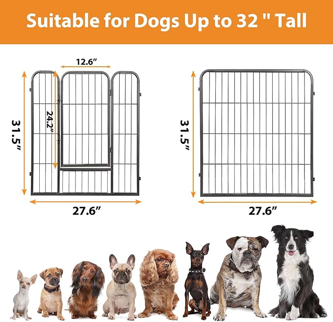 ZENY Dog Playpen Outdoor, Indoor Pet Pen, 16 Panels Dog Fence for Small/Medium Dogs, 32 Inch Heavy Duty Pet Exercise Pen for Rabbit/Puppy/Small Animals Portable Playpen for Yard, RV, Camping