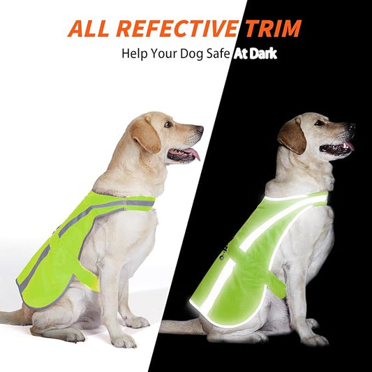 Reflective Dog Vest for Medium and Large Breeds, High Visibility Dog Safety Vest with Removable Bell Keep Safe from Hunting, Training & Cars Accidents