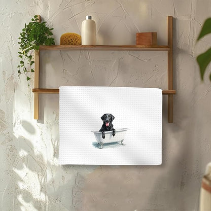 Funny Black Lab Dog Hand Towels Set of 2, Gifts for Labrador Retriever Dog Owners Lovers, Black Labrador Decor for Bathroom, Pet Lovers Gifts Toilet Hand Towels for Bathroom Washroom, 16x24In