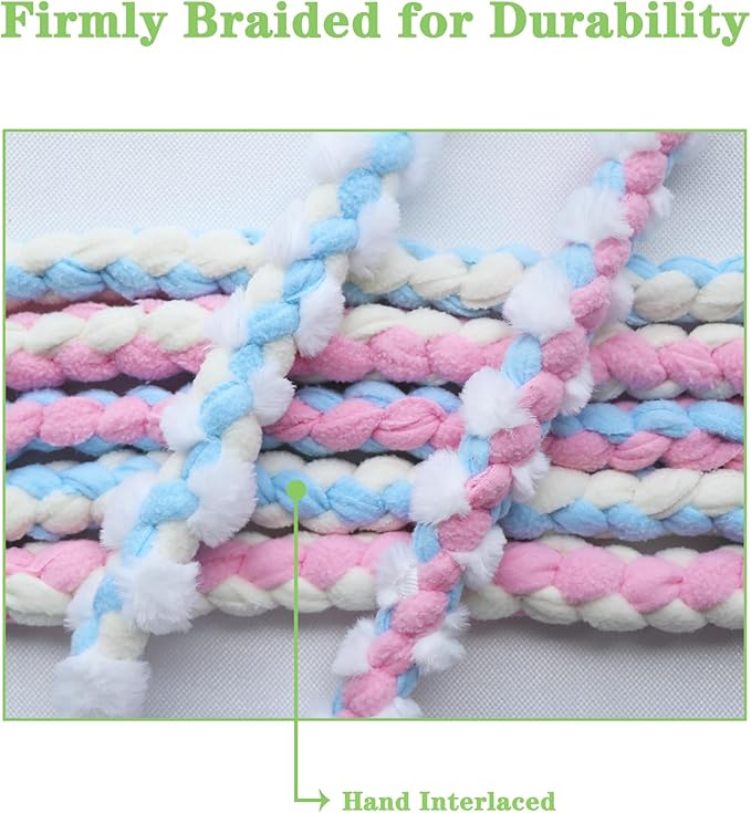 Baba&Nana Braided Fleece Dog Tug Toy, Assorted Colors Dog Rope Toy with Ball, Interactive Tug of War Dog Toy for Large & Medium & Agility Dogs (Blue)