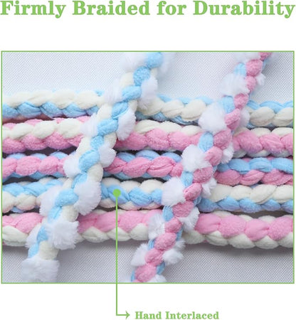 Baba&Nana Braided Fleece Dog Tug Toy, Assorted Colors Dog Rope Toy with Ball, Interactive Tug of War Dog Toy for Large & Medium & Agility Dogs (Blue)
