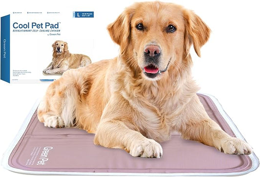 The Green Pet Shop Cool Pet Pad - Large, Latte- Self-Cooling, Pressure Activated Mat for Dogs & Cats from 46-80 lbs - Non-Toxic Gel, No Water Needed