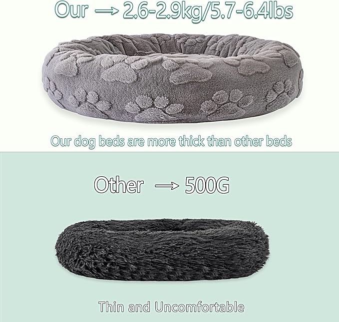 39 Inch Calming Dog Bed for Large Dogs, Round Anti-Anxiety Warm Bed, Soft Cozy Anti-Slip Donut Washable Pet Bed, Fits up to 100 lbs Pets