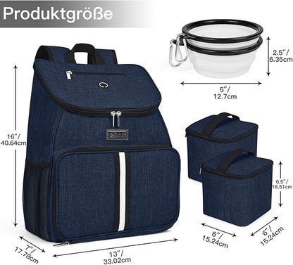 BAGLHER丨Dog Travel Bag, Airline Approved Pet Supplies Backpack, Dog Travel Backpack with 2 Silicone Collapsible Bowls and 2 Food Baskets