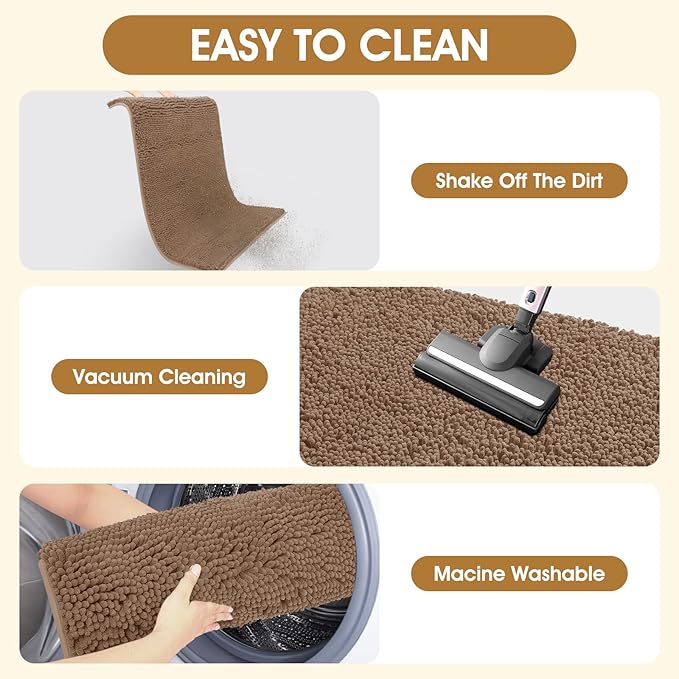IM HOME Dog Door Mats for Muddy Paws, 30" X 20" Chenille Absorbent Doormat, Non Slip Heavy Dog Rugs for Muddy Paws, Soft Indoor Door Mat for Entryway, Mud Paw, Inside Floor, Beige