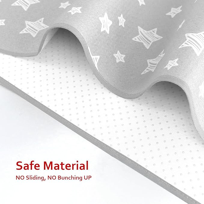 Splat Mat for Under High Chair, Non Slip Waterproof Mealtime Floor Mats Washable Portable Picnic Splash Mat for Baby Art/Craft/Playtime, 42X46 Inch - Grey Star