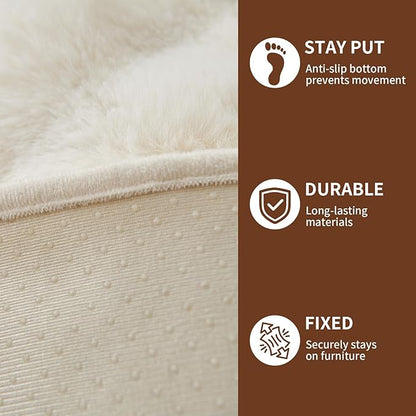 Luxurious Cozy Dog Couch Bed, Washable Removable Calming Pet Sofa Cover, Fluffy Plush Dog Mat for Furniture Protector and Car (Dark Gray)