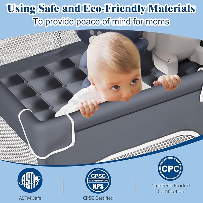 Small Playpen for Babies and Toddlers, 36"x36", Soft Breathable Mesh, Anti-Slip Base, Mini Baby Play Yard with Pull-Up Ring