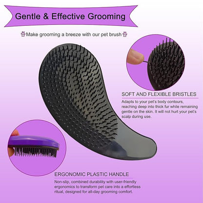 Gentle Grooming Puppy Brush with Gift Box ， Fit for Small Dog ， Yorkie, Shih Tzu, Maltipoo, Maltese and Pomeranian ，Toy Poodle Accessories, Soft Bristle (Dark Purple)