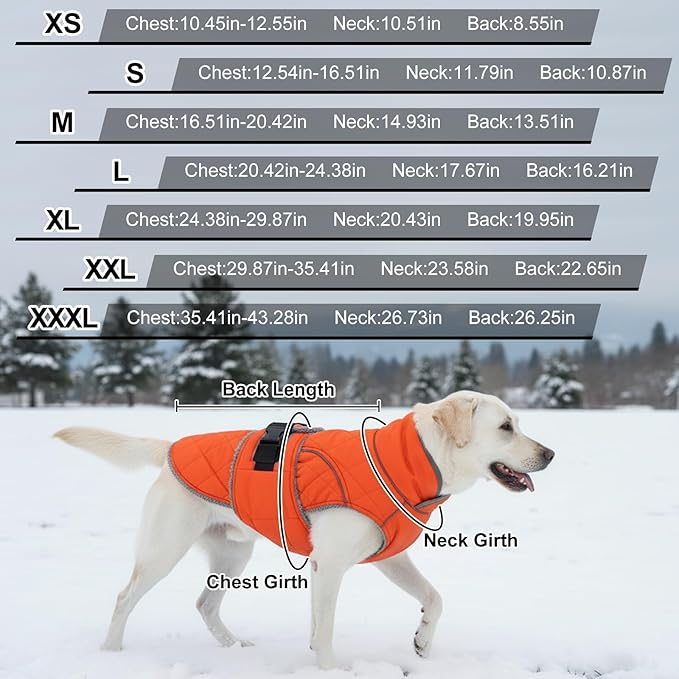 Dog Coat, Warm Dog Winter Coat for Medium Dogs, Waterproof Jacket with Adjustable Buckle & Velcro, Reflective Turtleneck Cold Weather Coats, Pet Fleece Vest Snow Jacket (Black, L)