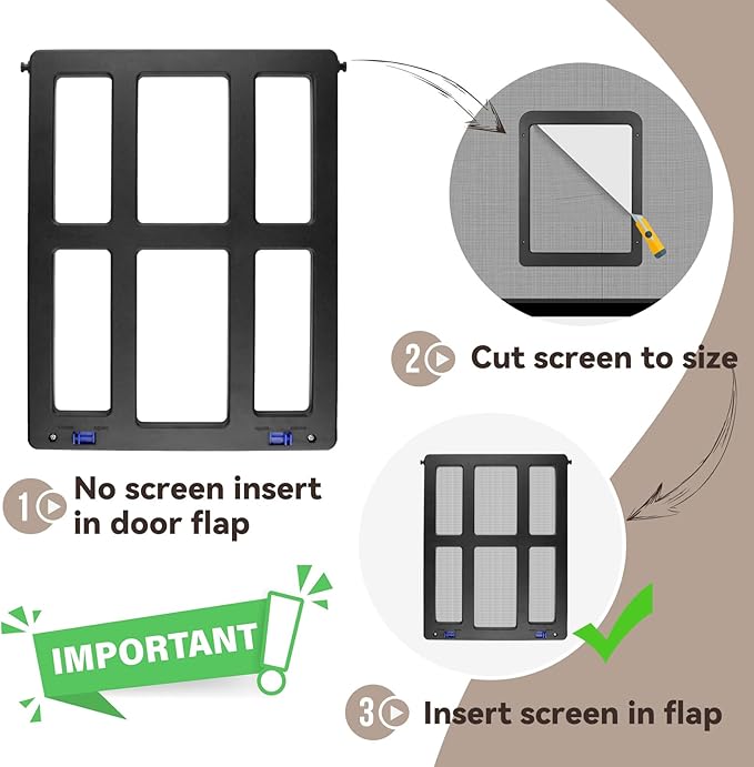 Dog Screen Door for Sliding Screen Lockable Pet Flap with Magnets Suitable for Dog-Black