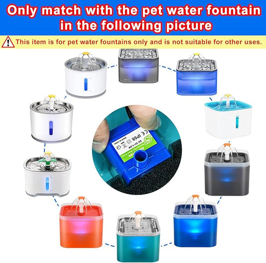 Cat Water Fountain Pump, Pet Water Fountain Pump Compatible Motor, DR-DC160 for Cat Drinking Fountain Cat Water Dispenser Replacement (With LED & Brush)