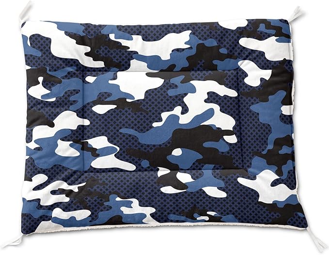 Dog Cat Bed Mat Ultra Soft Fluffy Pet Bed Washable Fashion Dog Crate Beds Comfy Comfy Pet Sleeping Pad Suitable for Pet Raised Bed(42"x32",Blue Black Camo)