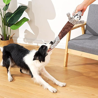 Tug of War Dog Toy, Durable Large Breed Dog Toy, Though Stuffed Dog Squeaky Toy with Crinkle Paper for Small, Middle and Big Dogs(Raccoon)