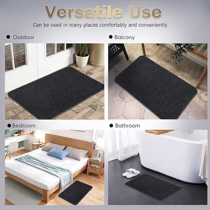 ITSOFT Dirt Trapper Indoor Door Mat & Entrance Rug for Wet Muddy Shoes and Pet Paws, Non-Slip Machine Washable, Shoe Scraper, Absorbent Welcome Dog Mat for Front Door, Entry Way (30x18, Dark Gray)