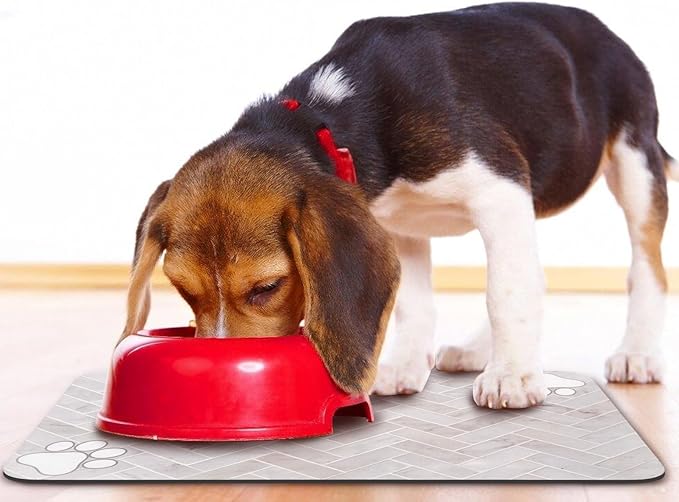 Dog Food Mats,Cat Absorbent Water Bowl Feeding Mats Pet Placemats for Food and Water Wood 24 * 32 inch