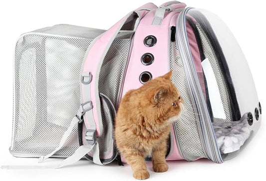 Lollimeow Expandable Cat Backpack Carrier for Large Cats & Small Dogs - Airline Approved Pet Bubble Backpack with Dual-Side Expansion, Perfect for Travel, Hiking & Outdoor Adventures, Up to 16lbs