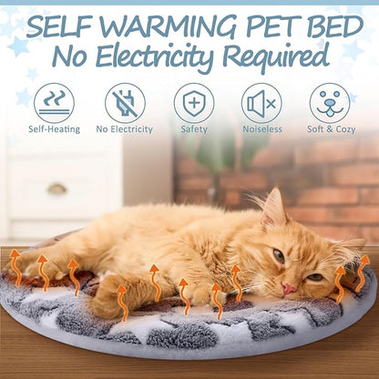 VitalCozy 2 Pack Self Heating Cat Pad Self Heating Cat Bed Machine Washable Heat Pet Mat Reversible Body Thermal Warm Round Dog Bed Crate Blanket for Feral and Indoor Cats(20'',Large Star)
