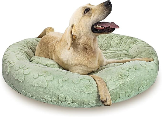 39 Inch Calming Dog Bed for Large Dogs, Round Anti-Anxiety Warm Bed, Soft Cozy Anti-Slip Donut Washable Pet Bed, Fits up to 100 lbs Pets