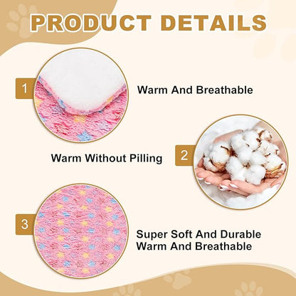 Dog Cat Bed Mat, Soft Coral Fleece Pet Cushion Pad with Cute Star Print, Warm Washable Pet Bed 23x18 Inches, (Pink), Intended for Medium Small Dog Cat
