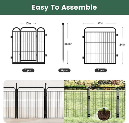 Gardner Pet Dog Playpens, 24" H 6 Panels Dog Pen Outdoor/Indoor Dog Fence Exercise Pen for Small/Medium Dogs, Pet Play Yard Gate with Gravity Automatic Lock, Pet Playpen, Black