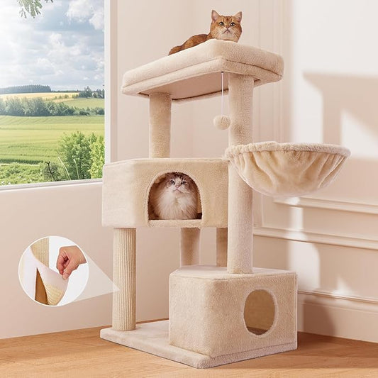 Gardner Pet 41" Cat Tree for Large Cats, Heavy Duty Cat Trees Tower with 3.2in Posts & Washable Top Perches & Replaceable Natural Sisal