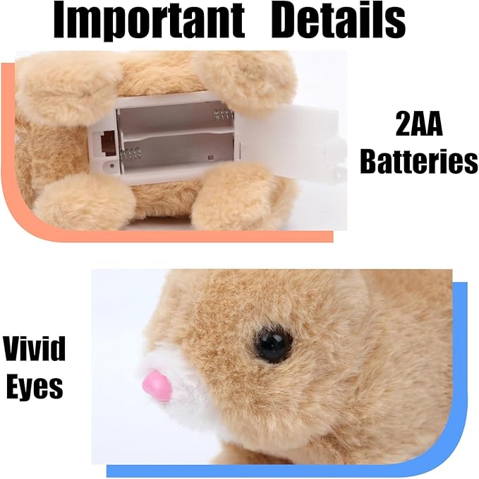 Bunny Stuffed Animal Plush, Interactive Electronic Pet Hopping Bunny Toy, Realistic Stuffed Easter Bunny Rabbit with Sounds and Movements Animated Walking Wiggle Ears Twitch Nose (Pink)