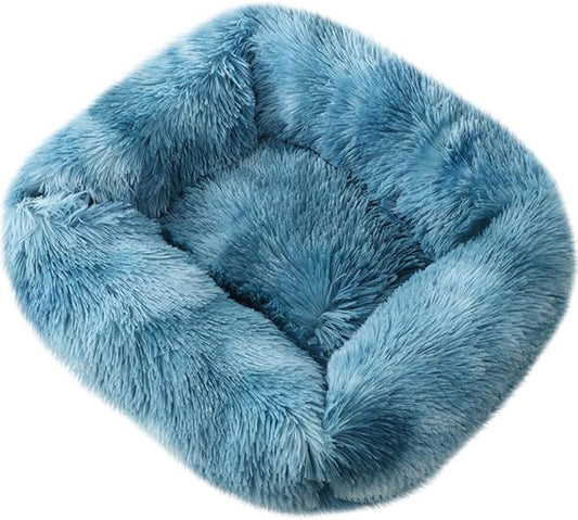 La La Pet Donut Dog Cat Bed Cozy Cave Calming Cuddler Self-Warming Pet Cushion Improved Sleep for Cats & Small Medium Dogs - Gradient Blue