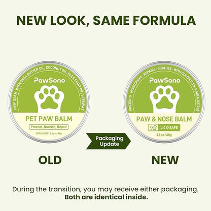 (2.1 oz*2) Lick-Safe Dog Paw & Nose Balm with Coconut Oil | Winter Road Salt & Cold Pavement Protector | All-Natural Moisturizer & Soother for Dry, Cracked Pads & Snout, Nose Butter for Bulldogs