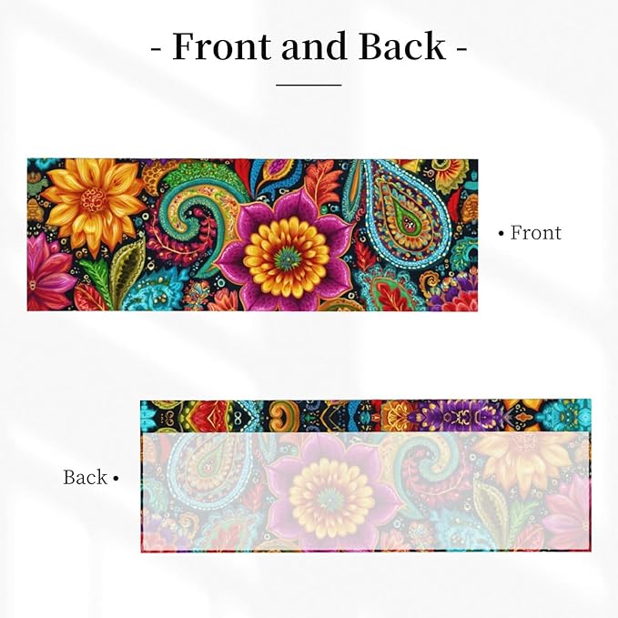 Worltoldb Boho Floral Curtain Valance Short Rod Pocket Window Treatment for Living Room Bedroom Kitchen Bathroom 1 Panel 54" W x 18" L