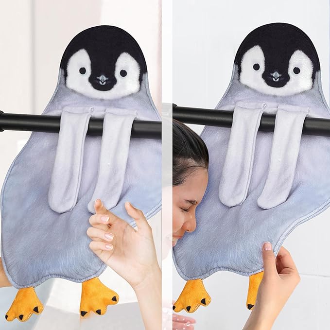 AGRIMONY Penguin Funny Hand Towels for Kitchen Bathroom - Cute Penguin Gifts for Kids Women Men Teens- Easter Valentines Mothers Fathers Housewarming Christmas Birthday Gifts for Animals Lovers