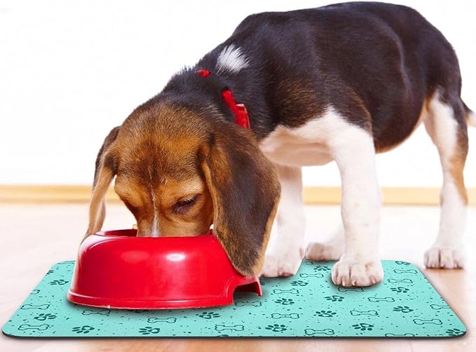 Dog Food Mats,Cat Absorbent Water Bowl Feeding Mats Pet Placemats for Food and Water Spot 12 * 20 inch