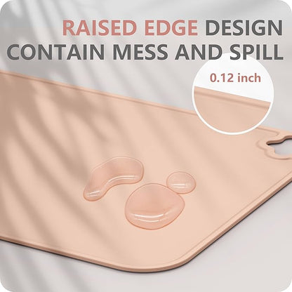 Cutebe Silicone Placemat for Toddles Kids Non-Slip Reusable Portable Kids Placemats for Dinning Table Heat Resistant Placemats, Baby Placemat Stain Resistant Silicone Mat for Dining Table 3 Pack