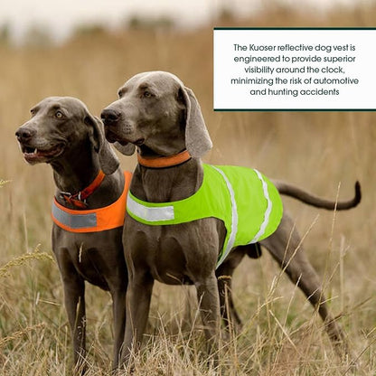 Kuoser Reflective Dog Vest, High Visibility Safety Vest for Medium to Large Dogs, Lightweight Pet Reflective Vests for Hunting Outdoor Activities Walking at Night, Fluorescent Green XL