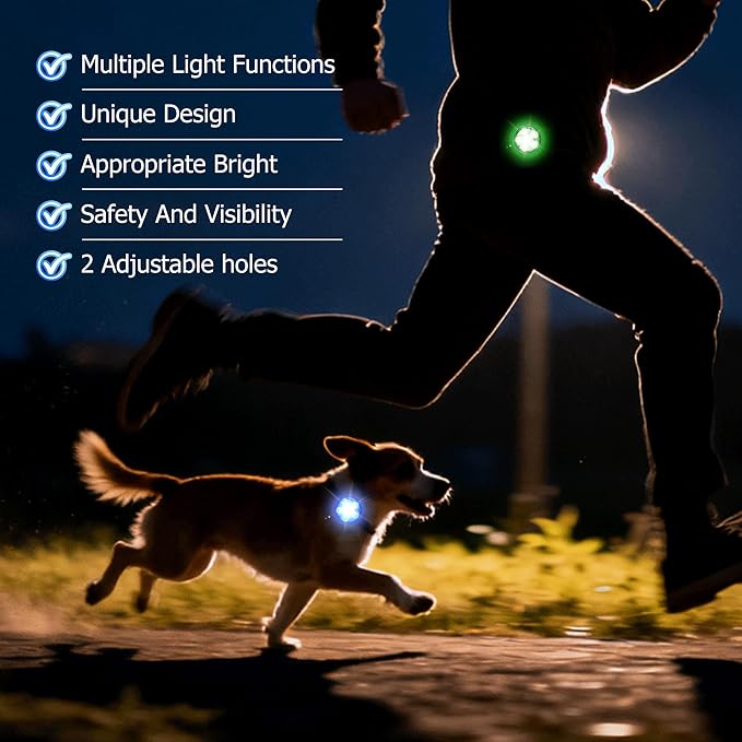2-Pack Dog Collar Light, Fyorbietail 2025 Upgraded 8 Changing Rechargeable Dog Light with Durable Silicone Band, IPX7 Waterproof Collar Lights for Nightwalking, Hiking