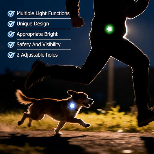 2-Pack Dog Collar Light, Fyorbietail 2025 Upgraded 8 Changing Rechargeable Dog Light with Durable Silicone Band, IPX7 Waterproof Collar Lights for Nightwalking, Hiking
