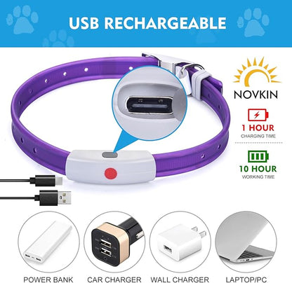 Lighted Dog Collar, Rechargeable Light Up Pet Collar, Waterproof LED Dog Collar Glow in The Dark, Make Pet Visible and Safety for Night Walking for Small Medium Large Dogs (Rainbow)