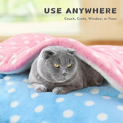 2 Pack Cat Blanket for Indoor Cats Ultra Soft and Warm Calming Cat Bed Fleece Pet Mat for Anxiety and Stress Washable Kitten Blanket