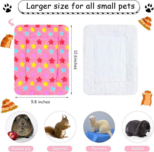 Jetec 4 Piece Guinea Pig Blankets 10 x 11 Inch Absorbent Washable Small Animal Fleece Bedding Reusable Pet Pee Sleep Mat Pad Cover for Chinchilla Hamster Ferret Rabbit