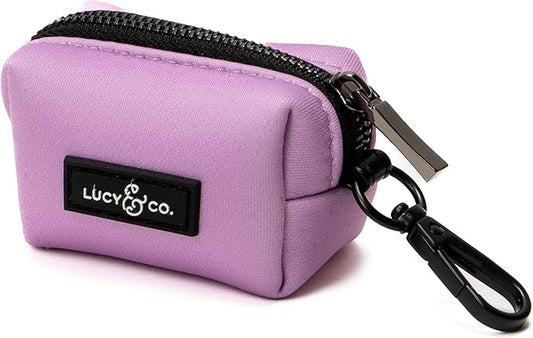Lucy & Co. Dog Poop Bag Holder - Leak Proof Dispenser with Leash Attachment - Easy Refills - Hygienic Pet Poop Pickup-Purple
