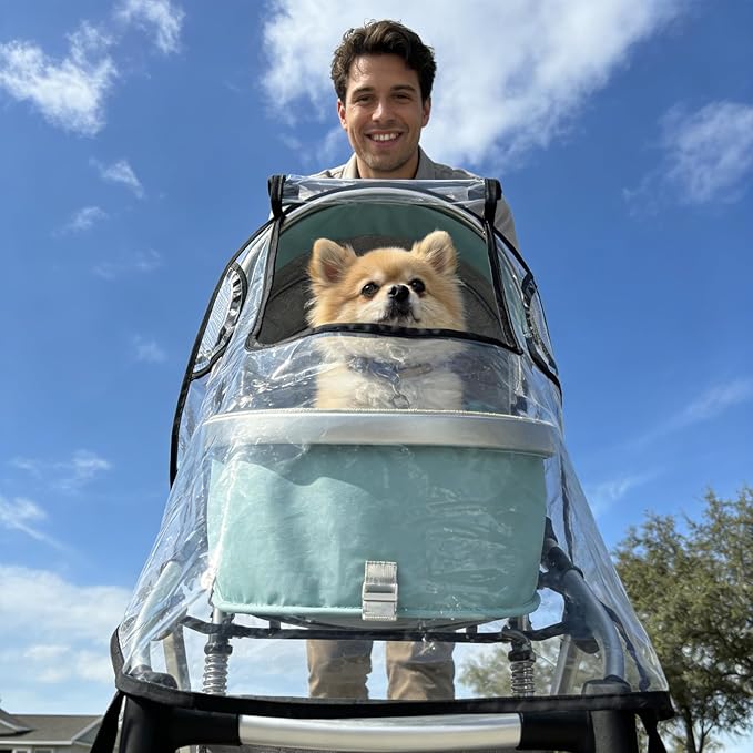 Unisize Pet Stroller Rain Cover - Foldable Clear Protection for Snow, Wind & Rain, Suitable for Most Models