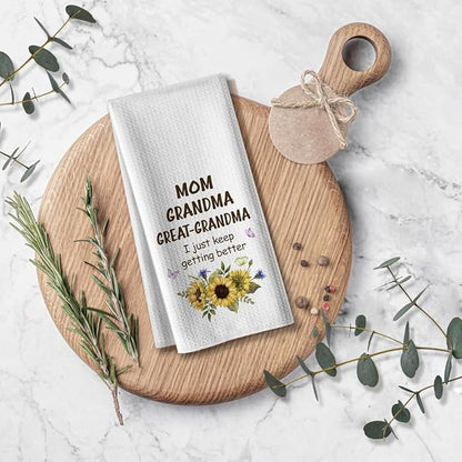 Kitchen Towels for Grandma-Funny Joked Hand Dish DéCor, Absorbent Tea Towel,Gifts for Great Grandmother On Birthday,Christmas,Mother's Day,Thanksgiving 16" x 24"