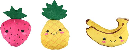 Cudlie 3 Pack Plush Dog Chew Toys – Soft Squeaky Puppy Toys for Small Dogs– 4" Durable, Cute & Safe Pet Toy Gift Set (Food, Fruit, Farm, Zoo & Safari Animal Themes)