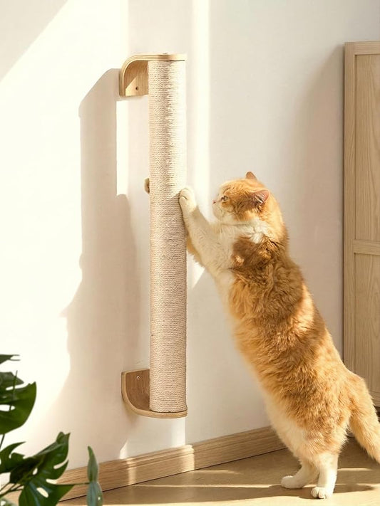 FUKUMARU Cat Wall Scratcher, 28" Wall Mounted Kitten Scratching Post, Sturdy Sisal Climbing Tree for Indoor Cats