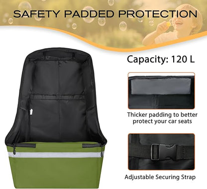 LARIPOP Car Seat Travel Bag for Airplane Gate Check Approved, Padded Backpack with Adjustable Straps, Reflective Strips & Protective Feet for Infant Convertible Booster Seats, Green