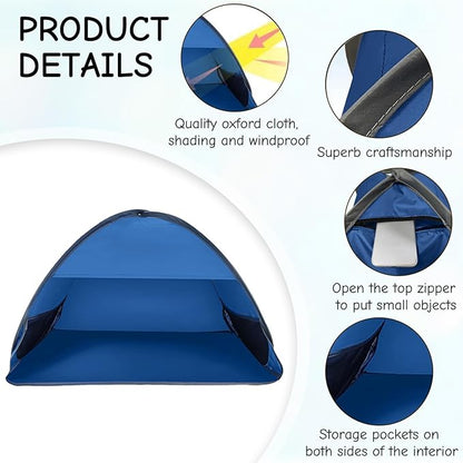 1pcs Pop Up Dog Cat Camping Tent, Blue Outdoor Play House Portable Sun Shelter Pet Tent for Dogs Cats Puppy Kitty Other Small Animals, L