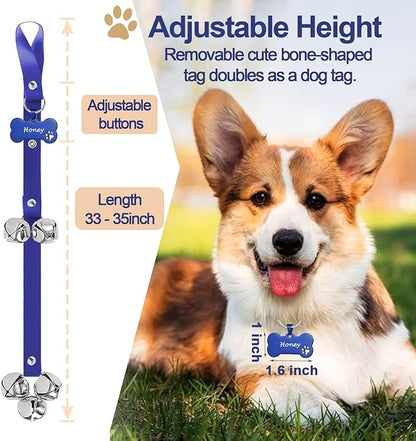 Leather Dog Bells, Puppy Potty Training Bell Dog Doorbell Potty Train Dog Bell for Potty Training Door Bells for Dogs to Ring to Go Outside Jingle Bells (Leather Navy 1PCS)