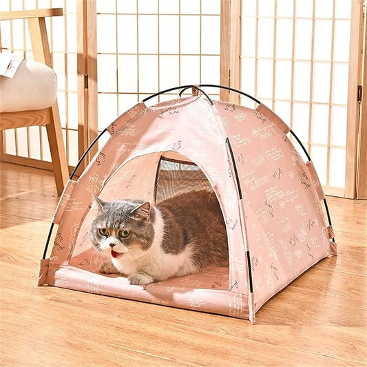 VEDEM Foldable Cat Teepee Tent for Indoor Cats, Pet Bed Outdoor Camping Tent for Small Dogs or Cats (Medium, Pink)