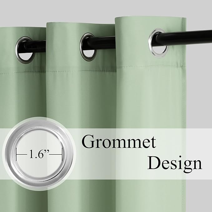 NICETOWN Non-See-Through Privacy Green Sheer Curtains 84 inches Long 2 Panels for Girls Room, 52" Wide Grommet Window Drapes for Nursery- Home Decoration Light Filtering Elegant Window Treatment